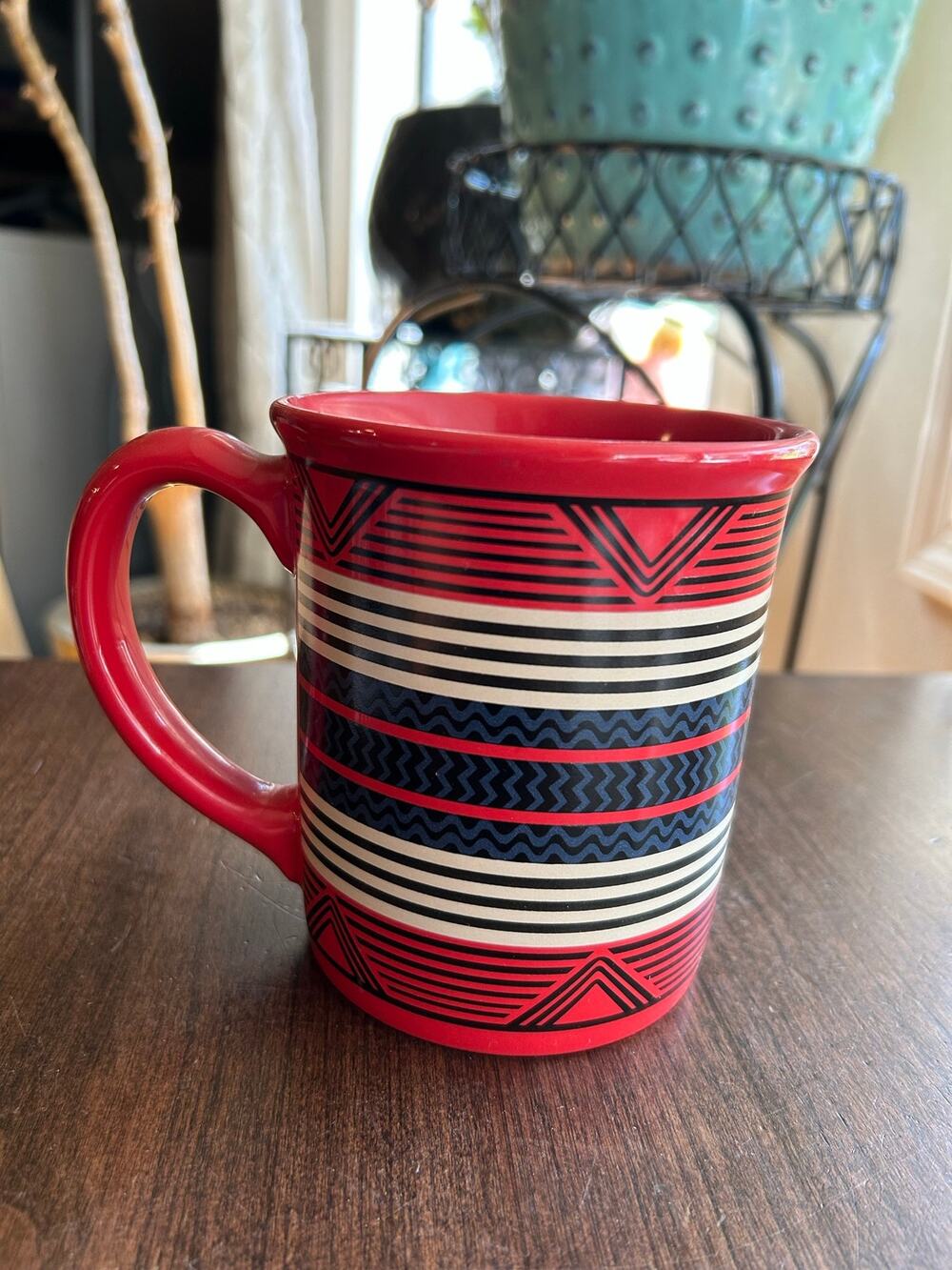 Pendleton ceramic coffee mug geometric Southwestern pattern red black white